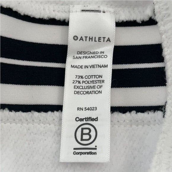 Athleta 24/7 White Black Stripe Pullover Sweatshirt Size Small - Picture 7 of 10
